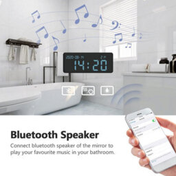 Emke Bluetooth Bathroom Mirror With Led Lights 800 X 600mm, Bathroom Mirror With Demister, Dimming, 3X Magnifier - thumbnail 2