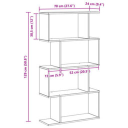 Berkfield Bookcase Black Oak 70 X 24 X 129 Cm Engineered Wood - thumbnail 9
