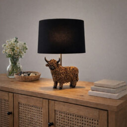 Candlelight Highland Cow Table Lamp Country Home Styling Modern Lighting Living Room Decor - thumbnail 2