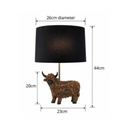Candlelight Highland Cow Table Lamp Country Home Styling Modern Lighting Living Room Decor - thumbnail 3