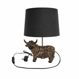 Candlelight Highland Cow Table Lamp Country Home Styling Modern Lighting Living Room Decor - thumbnail 1