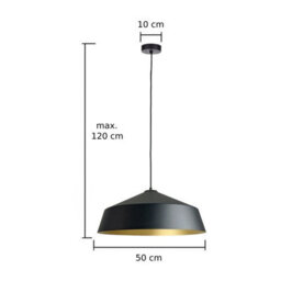 Luminosa Lighting Luminosa Latisa Dome Pendant Ceiling Light Black, Gold 1X E27 - thumbnail 5