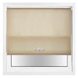 FURNISHED Trimmable Roller Blind With Triple Diamond Chrome Eyelet And Metal Fittings - Cappuccino Daylight Shade (W)180Cm X (L)210Cm - thumbnail 2