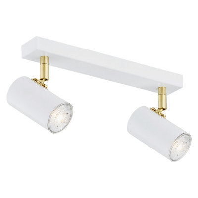 Luminosa Lighting Luminosa Lagos Twin Ceiling Spotlight White Structure, Brass Elements