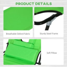 Outsunny Folding Sun Lounger Set Of 2 Reclining Chair With Reading Hole Green - thumbnail 6