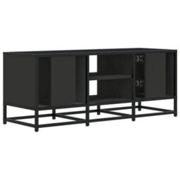 Berkfield Tv Cabinet Black 100X35X41 Cm Engineered Wood And Metal - thumbnail 6
