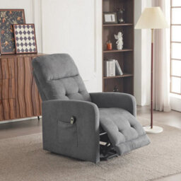 Electric Rise Lift Recliner Chair Fabric Upholstered Armchair With Control Grey - thumbnail 6