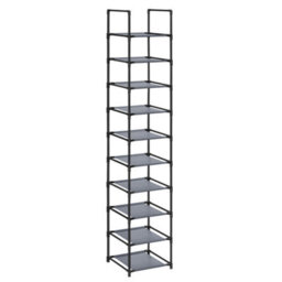 LEDREM 10-Tier Shoe Rack, Shoe Stand, Space-Saving Shoe Storage, 33 X 33 X 173 Cm, Metal Frame, Non-Woven Fabric Shelves, For Hallway - thumbnail 6
