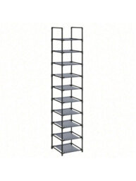 Songmics 10-Tier Shoe Rack, Shoe Stand, Space-Saving Shoe Storage, 33 X 33 X 173 Cm, Metal Frame, Non-Woven Fabric Shelves