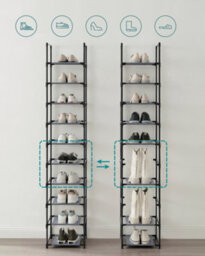 LEDREM 10-Tier Shoe Rack, Shoe Stand, Space-Saving Shoe Storage, 33 X 33 X 173 Cm, Metal Frame, Non-Woven Fabric Shelves, For Hallway - thumbnail 8