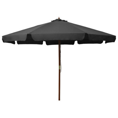 Berkfield Outdoor Parasol With Wooden Pole 330 Cm Anthracite - image 1