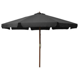 Berkfield Outdoor Parasol With Wooden Pole 330 Cm Anthracite - thumbnail 1