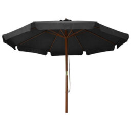 Berkfield Outdoor Parasol With Wooden Pole 330 Cm Anthracite - thumbnail 2