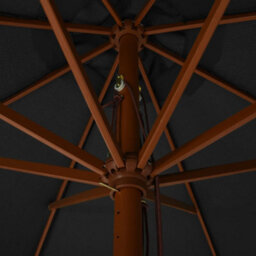 Berkfield Outdoor Parasol With Wooden Pole 330 Cm Anthracite - thumbnail 4