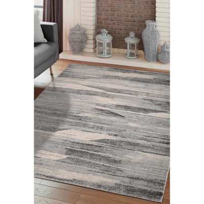 Melrose Abstract Venice Grey Wave Effect Large Indoor Area Rug 160/230Cm - image 1
