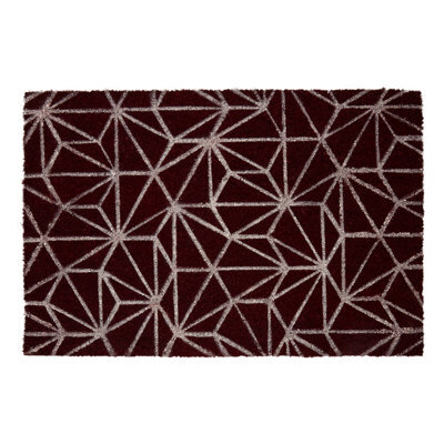 Orsina Dark Red Geometric Doormat,rectangular Mat With Anti-Slip Pvc Backing, Entryway Mat For Outdoor Spaces - image 1