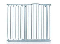 Safetots Extra Tall Curved Top Safety Gate, 107Cm - 116Cm, Matt Grey, Extra Tall 100Cm In Height, Pressure Fit Stair Gate - thumbnail 1