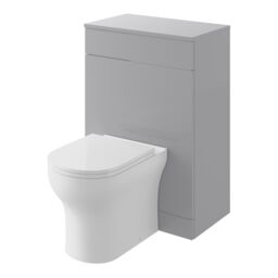 Veleka Gloss Grey Modern Freestanding Toilet Cabinet (H)810mm X (W)552mm - thumbnail 2