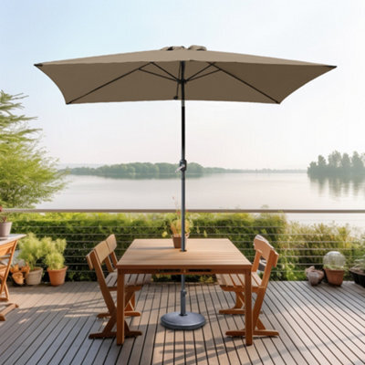 Sundaze 2X3M Taupe Garden Parasol Umbrella Sun Shade Canopy With Hand Crank Tilt Function - image 1