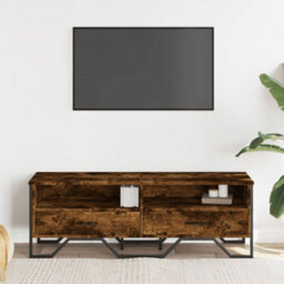 Berkfield Modern Tv Cabinet Smoked Oak 122X34X41 Cm Engineered Wood - thumbnail 3