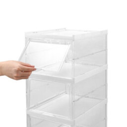 Living And Home 6 Tier Transparent Stackable Foldable Shoe Storage Box Shoe Organiser - thumbnail 4