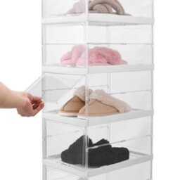 Living And Home 6 Tier Transparent Stackable Foldable Shoe Storage Box Shoe Organiser - thumbnail 2