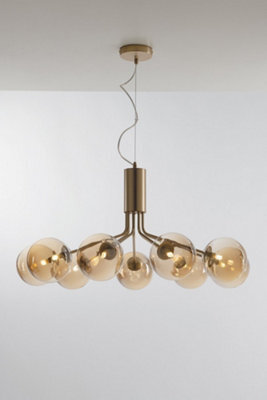 Luminosa Lighting Luminosa Honey Multi Arm Ceiling Globe Pendant, Brass Satin With Champagne Diffusers, G9