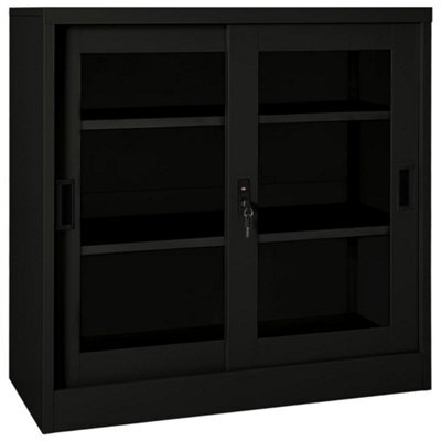 Vidaxl Sliding Door Cabinet Black 90X40X90 Cm Steel - image 1