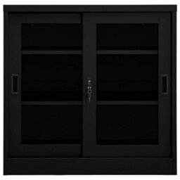Vidaxl Sliding Door Cabinet Black 90X40X90 Cm Steel - thumbnail 2