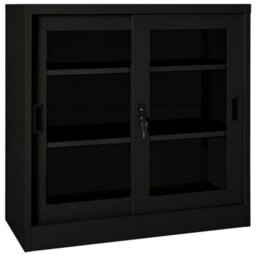 Vidaxl Sliding Door Cabinet Black 90X40X90 Cm Steel - thumbnail 1