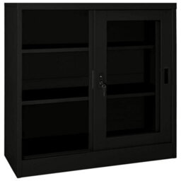 Vidaxl Sliding Door Cabinet Black 90X40X90 Cm Steel - thumbnail 5