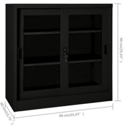 Vidaxl Sliding Door Cabinet Black 90X40X90 Cm Steel - thumbnail 9