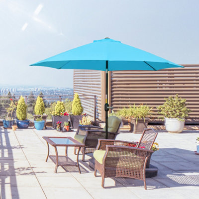Outsunny 2.6M Patio Umbrella Outdoor Sunshade Canopy W/ Tilt And Crank Blue - image 1