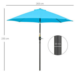 Outsunny 2.6M Patio Umbrella Outdoor Sunshade Canopy W/ Tilt And Crank Blue - thumbnail 3