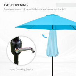 Outsunny 2.6M Patio Umbrella Outdoor Sunshade Canopy W/ Tilt And Crank Blue - thumbnail 4