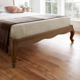 Antique French Style Amelia Rustic Oak Bed Frame - Low Foot End - Upholstered Headboard - King Size 5Ft Bed Frame Only - thumbnail 3