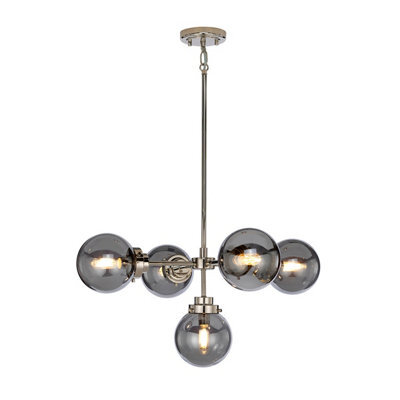 Elegant 5 Bulb Led Chandelier In Highly Polished Nickel Finish