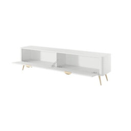 Arte Lante Tv Cabinet 200 Cm In White - Wide Media Storage With Pull-Down Doors And Closed Compartments - thumbnail 3