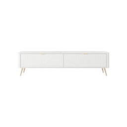 Arte Lante Tv Cabinet 200 Cm In White - Wide Media Storage With Pull-Down Doors And Closed Compartments - thumbnail 4