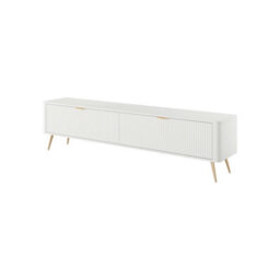Arte Lante Tv Cabinet 200 Cm In White - Wide Media Storage With Pull-Down Doors And Closed Compartments - thumbnail 2
