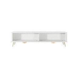 Arte Lante Tv Cabinet 200 Cm In White - Wide Media Storage With Pull-Down Doors And Closed Compartments - thumbnail 5