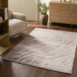 Wyld And Coco Zebra Area Rug Beige 140 X 200 Cm - Modern Low-Pile Rug, Underfloor Heating Compatible, Anti-Slip Backing - thumbnail 2