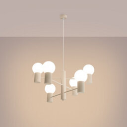 Luminosa Lighting Luminosa Halo Multi Arm Pendant Ceiling Light Beige 6X G9 - thumbnail 3