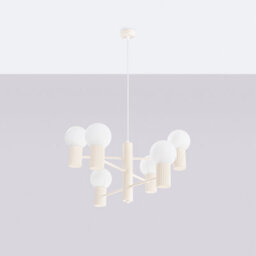 Luminosa Lighting Luminosa Halo Multi Arm Pendant Ceiling Light Beige 6X G9 - thumbnail 2