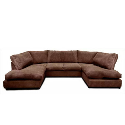 Sofaselectionuk Ltd Sofa Selection Jumbo U Shaped Full Back Sofa In Brown Color Seats 6 To 7 People, Memory Foam Comfort, Removable Covers