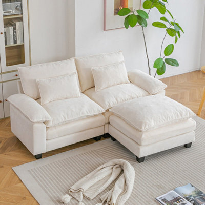 Living And Home 2-Seater Chenille Upholstered Sectional Sofa With Pillows - image 1