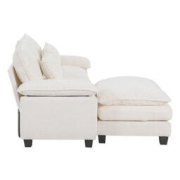 Living And Home 2-Seater Chenille Upholstered Sectional Sofa With Pillows - thumbnail 3