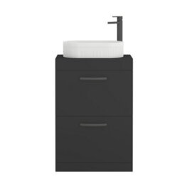 Royal Bathrooms Turin 800mm Freestanding Bathroom Vanity Unit With Sink 2 Drawer Matt Black & Lyon Countertop Basin - thumbnail 5