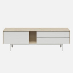 Heze Furniture Meena  2 Drawer Tv Unit - Hickory / Light Grey - thumbnail 3