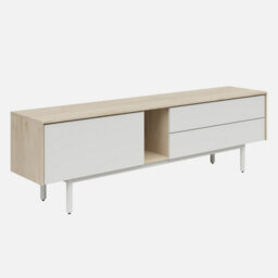 Heze Furniture Meena  2 Drawer Tv Unit - Hickory / Light Grey - thumbnail 2